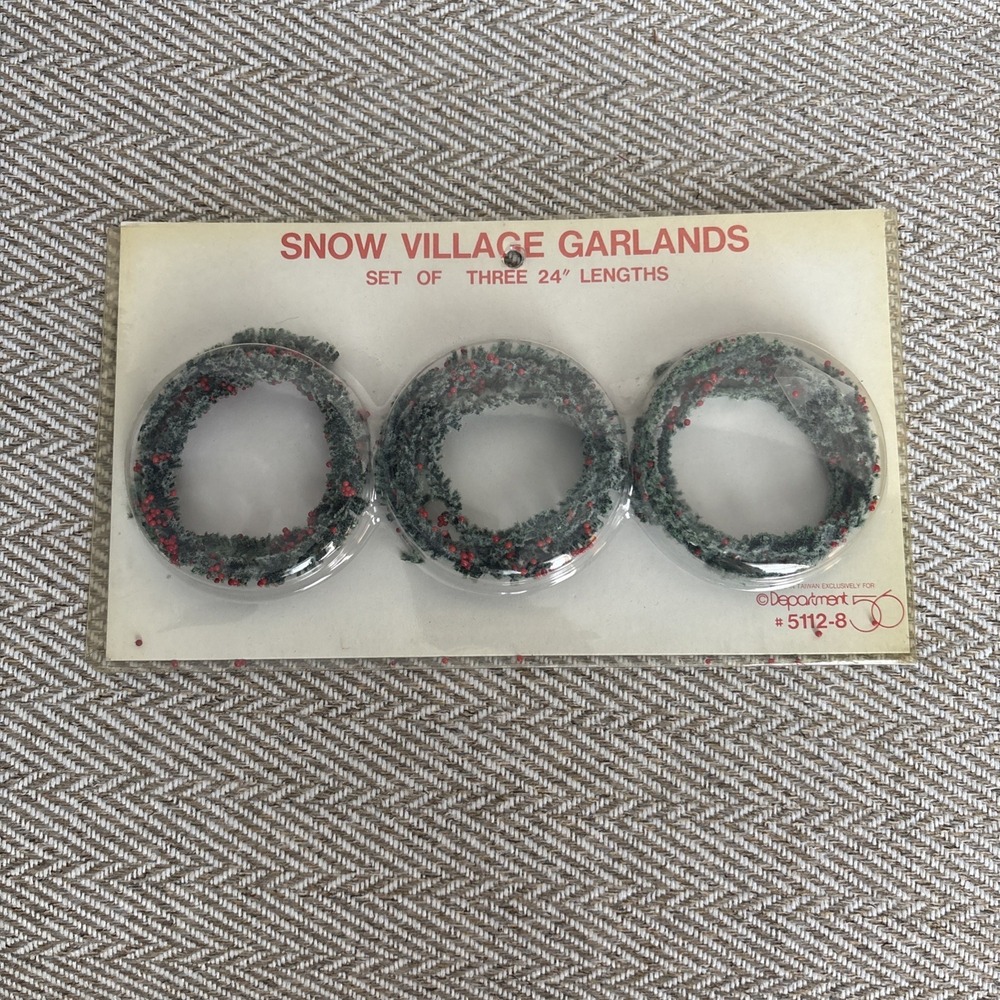 Dept 56 Snow Village Garlands Set of 3 24" Lengths Original Package Green 5112-8